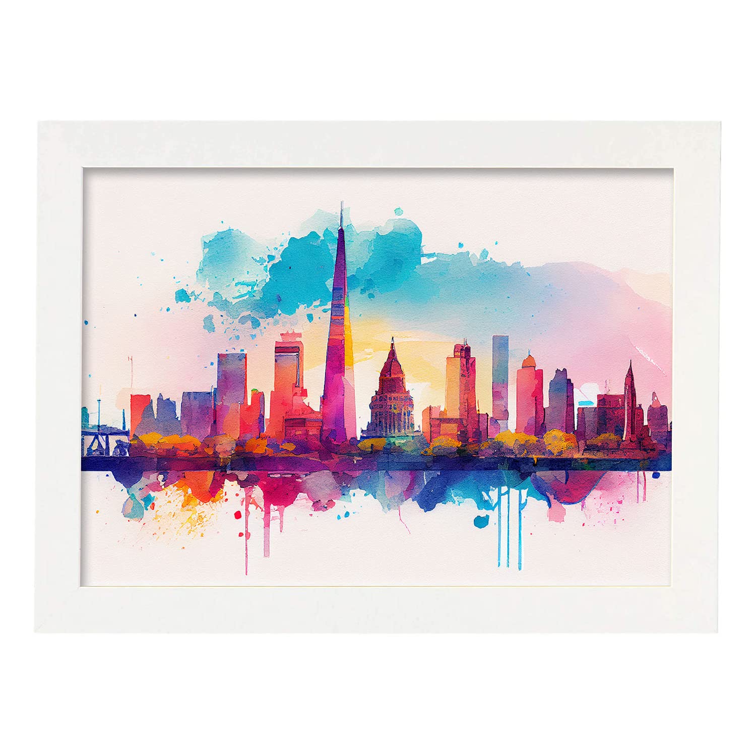 Nacnic poster de buenos aires en estilo acuarela ilustraciones a todo color de ciudades y monumentos del mundo y modelo 1 a4 con marco blancos
