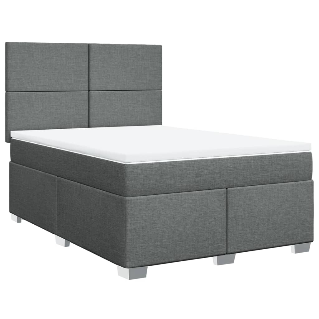 Cama box spring con colchón tela gris oscuro 140x200 cm | Leroy Merlin