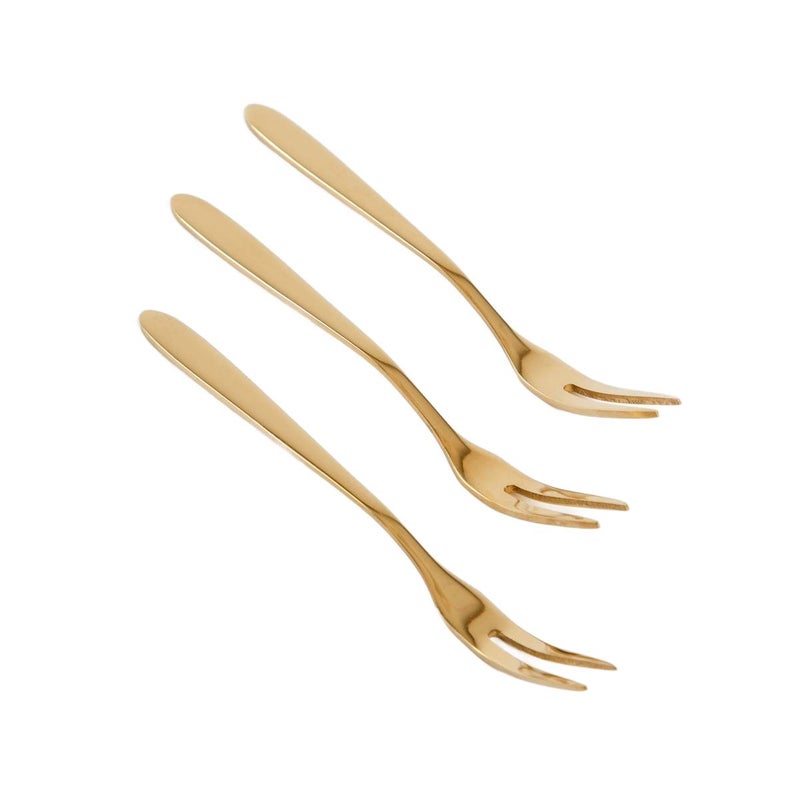 Zestaw widelczyków STILO złotych do przekąsek 3 szt. HOMLA