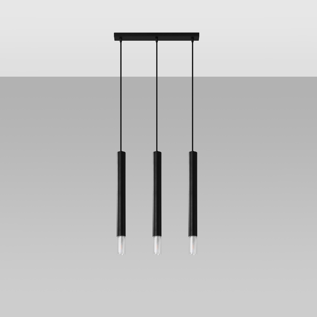 Lampa wisząca ECLIM 3 czarna LED 4000K - 45x6x120cm Sollux