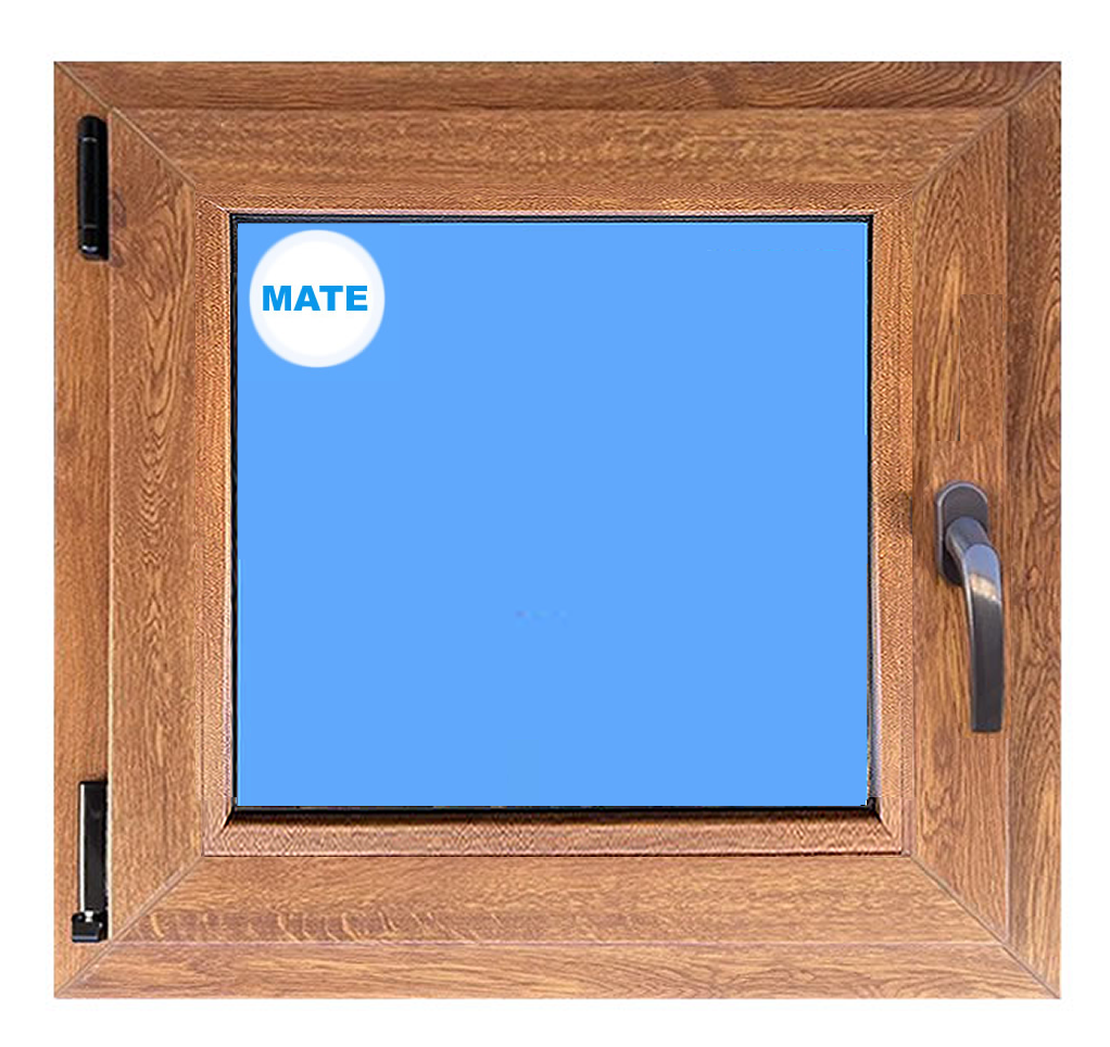Ventana PVC 500x500 Roble Dorado Oscilobatiente Izquierda Vidrio Mate ...
