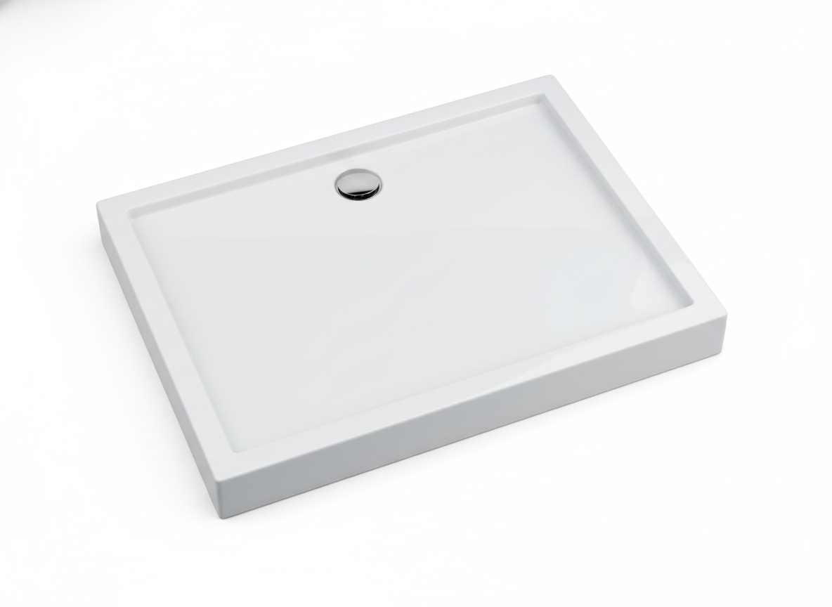 Piatto doccia in acrilico bianco 70 x 120 x 14 cm – struttura in pietra – rettangolare – JAMAICA - 2