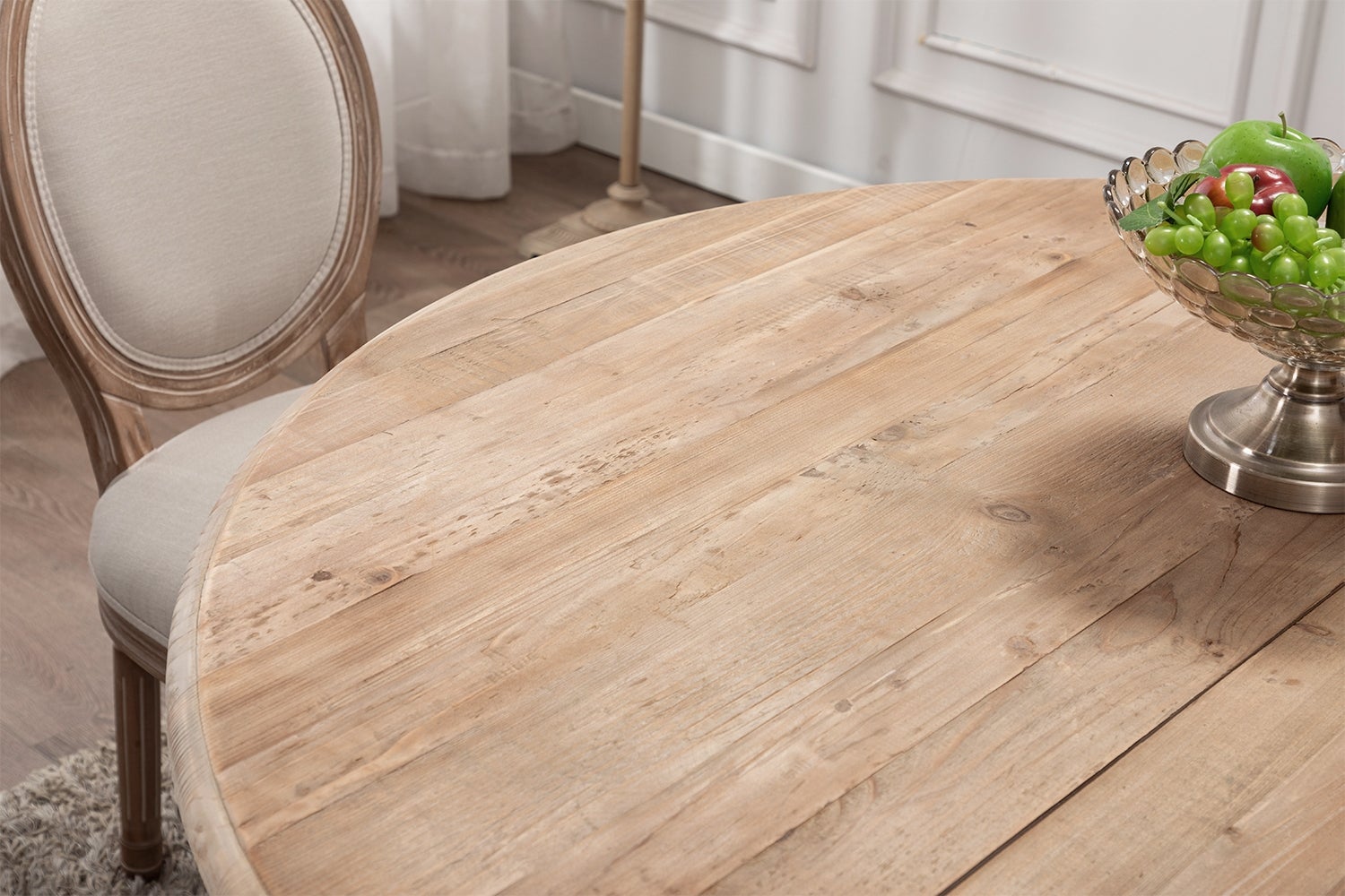 Table ronde extensible en bois massif SIDONIE blanc - 4