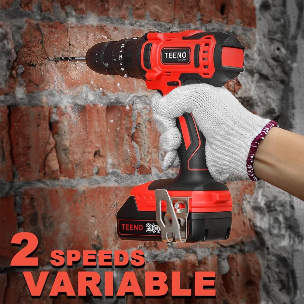 Teeno Perceuse visseuse à percussion sans fil PSR 20V, 2 Vitesses, 2Ah batteries - 5