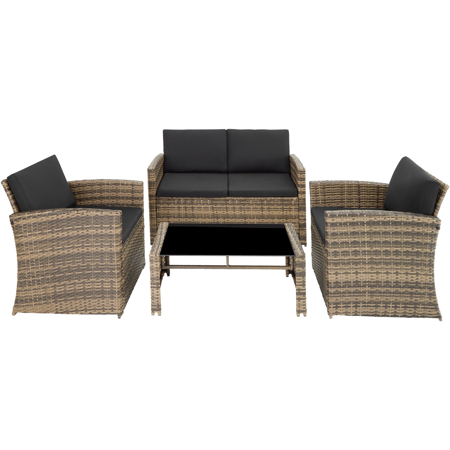 Salotto da giardino in polietilene con struttura in acciaio, 4 posti, design curvo e piano in vetro TECTAKE - 2