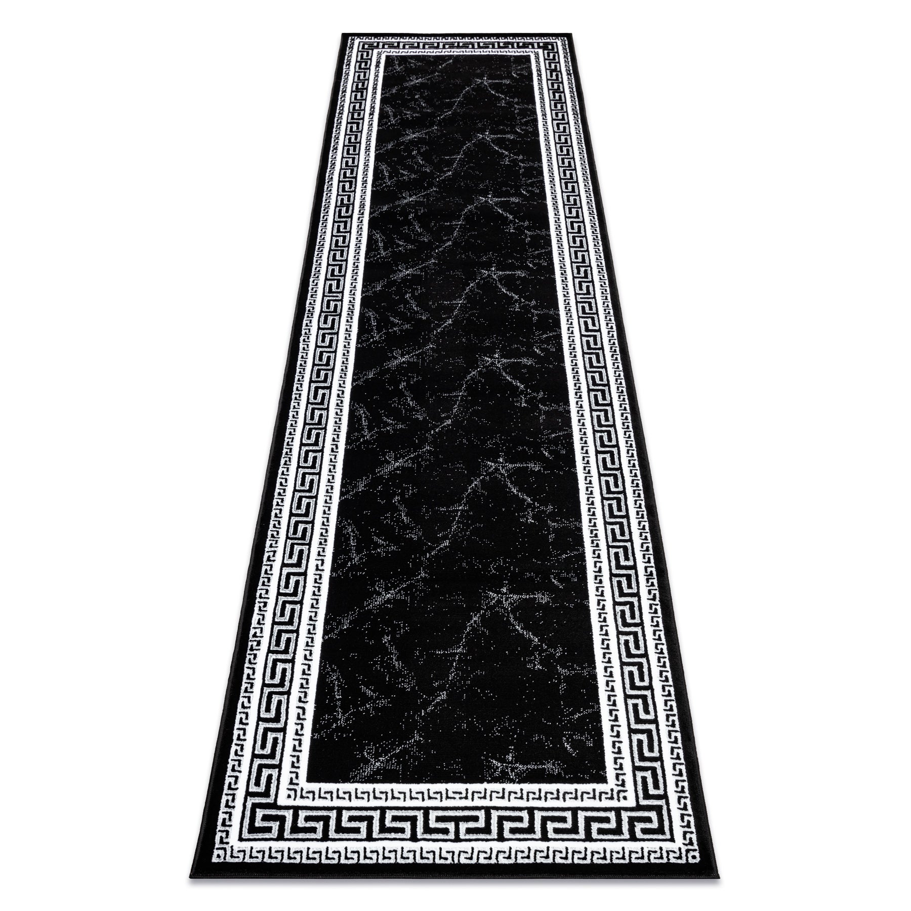 Dywan, Chodnik GLOSS nowoczesny 2813 87 stylowy, ramka, grecki czarny / szary 70x300 cm