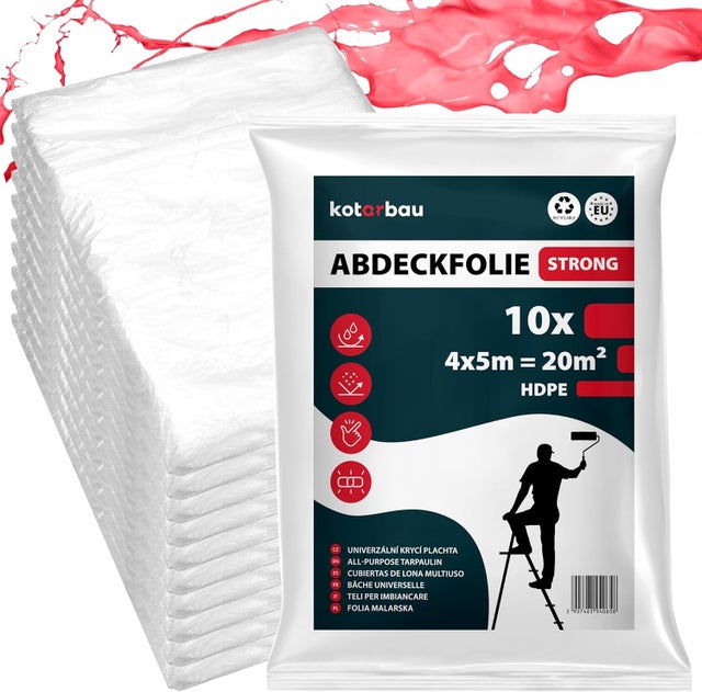 Lotto da 10 teli protezione vernice 4x5 m - 20 m² - film plastico protettivo - KOTARBAU