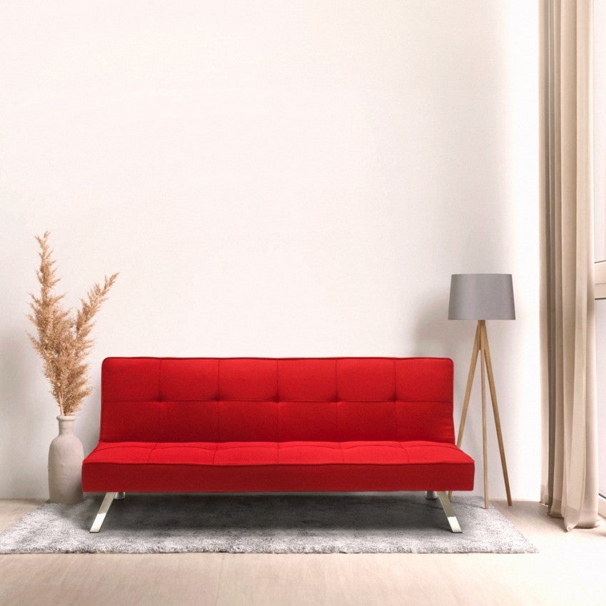 Divano letto in tessuto 2 posti design moderno Gemma pronto letto - Rosso - 3