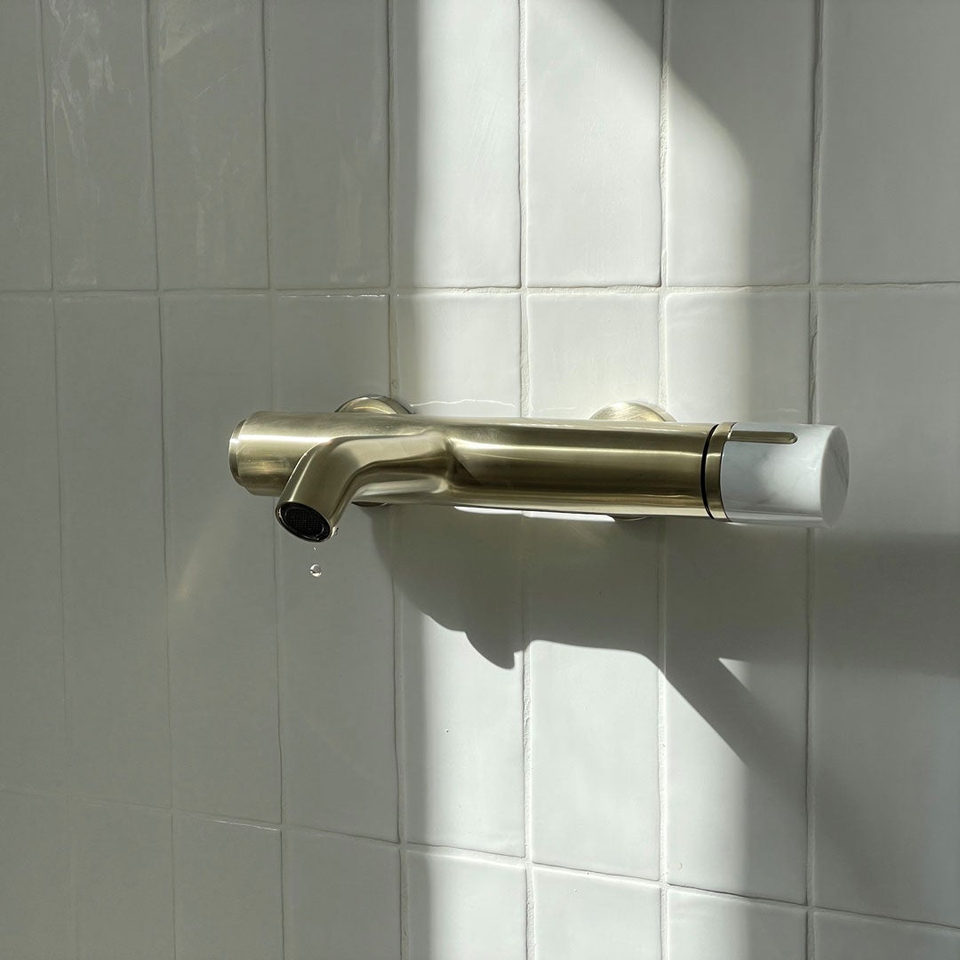 Manopola mitigeur bain-douche mécanique or brossé marbre - 2