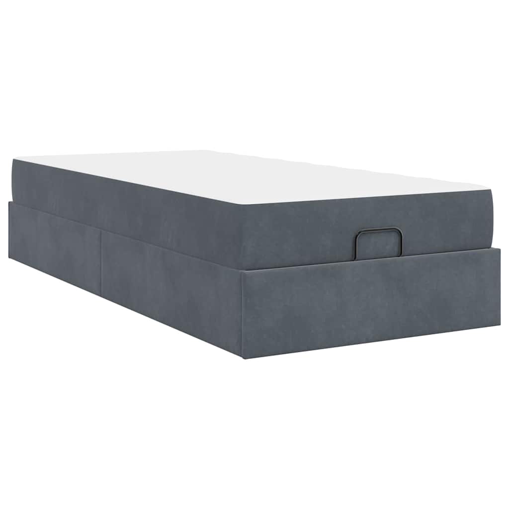 Cadre de lit avec matelas Gris foncé 90 x 200 cm Velours - 9