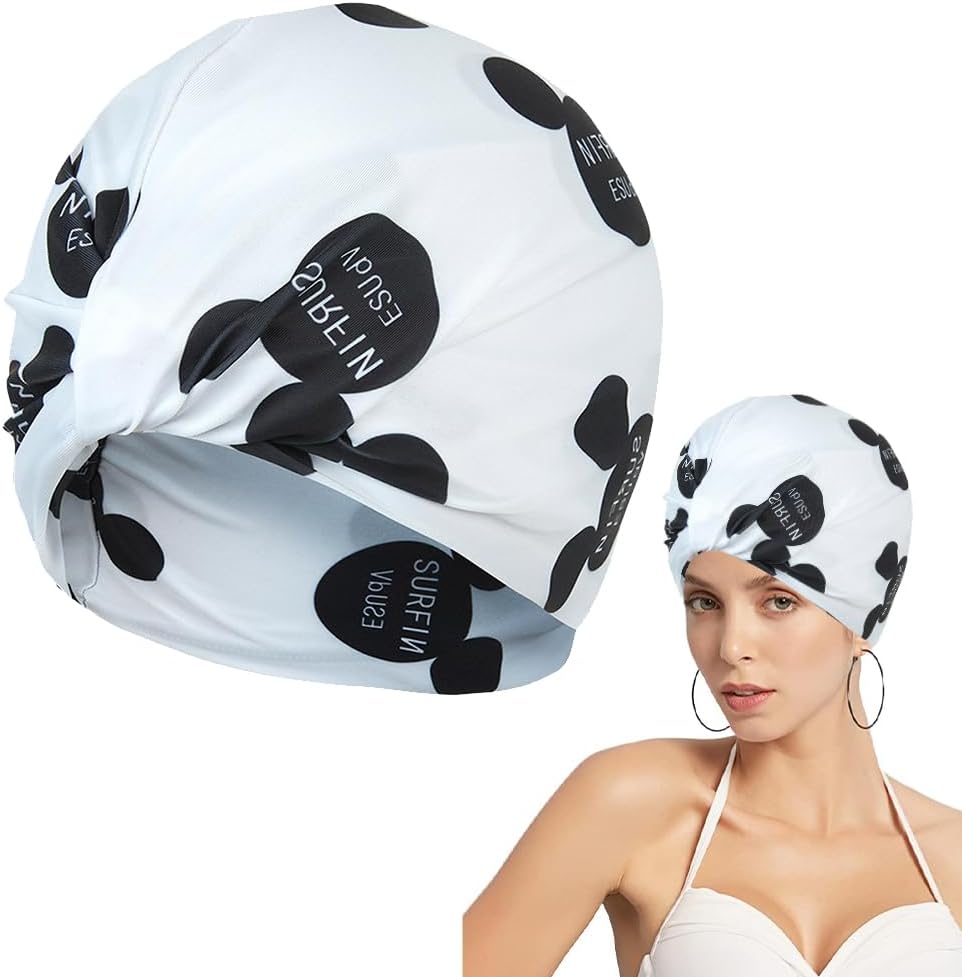 Cuffia Da Nuoto In Tessuto Poliestere Elastica: 2 Pezzi, Per Donne E Uomini Con Capelli Lunghi, Morbida E Traspirante, Rosa