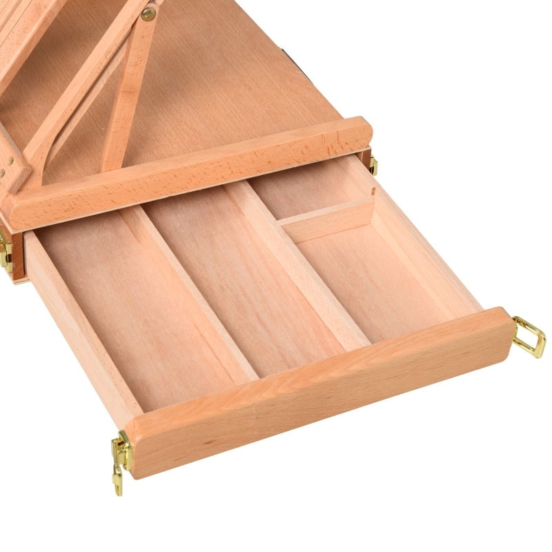 Chevalet pliable en bois de hêtre avec tiroir, réglable en hauteur et angle, idéal pour artistes, 42x36x12,5cm, naturel - 7