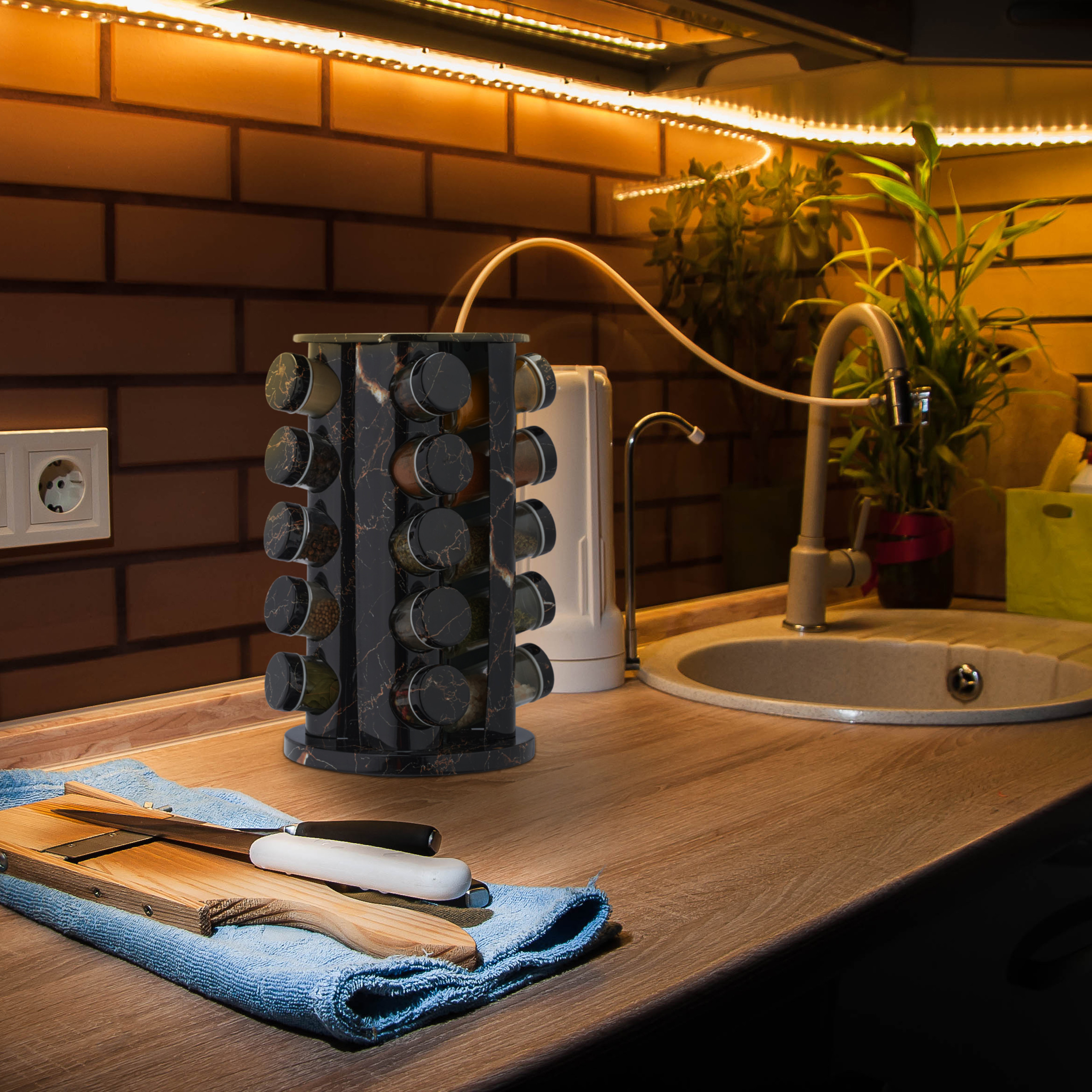 Portaspezie Girevole Relaxdays - 20 Barattoli, Effetto Marmo, Per Cucina Ordinata - Foto 8