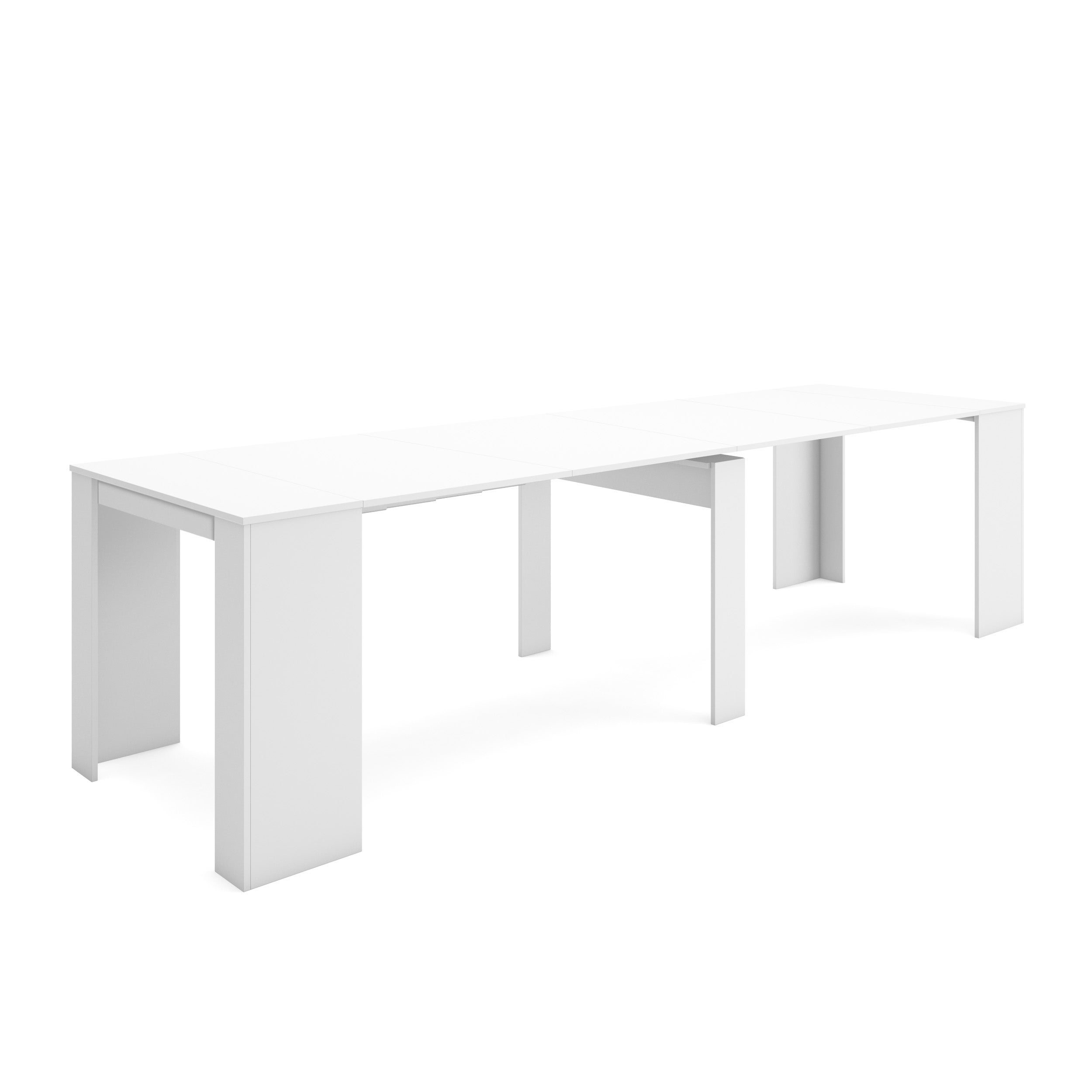 Table Console Extensible Blanche – 14 Places, Gain De Place, Multi-positions, Neuve