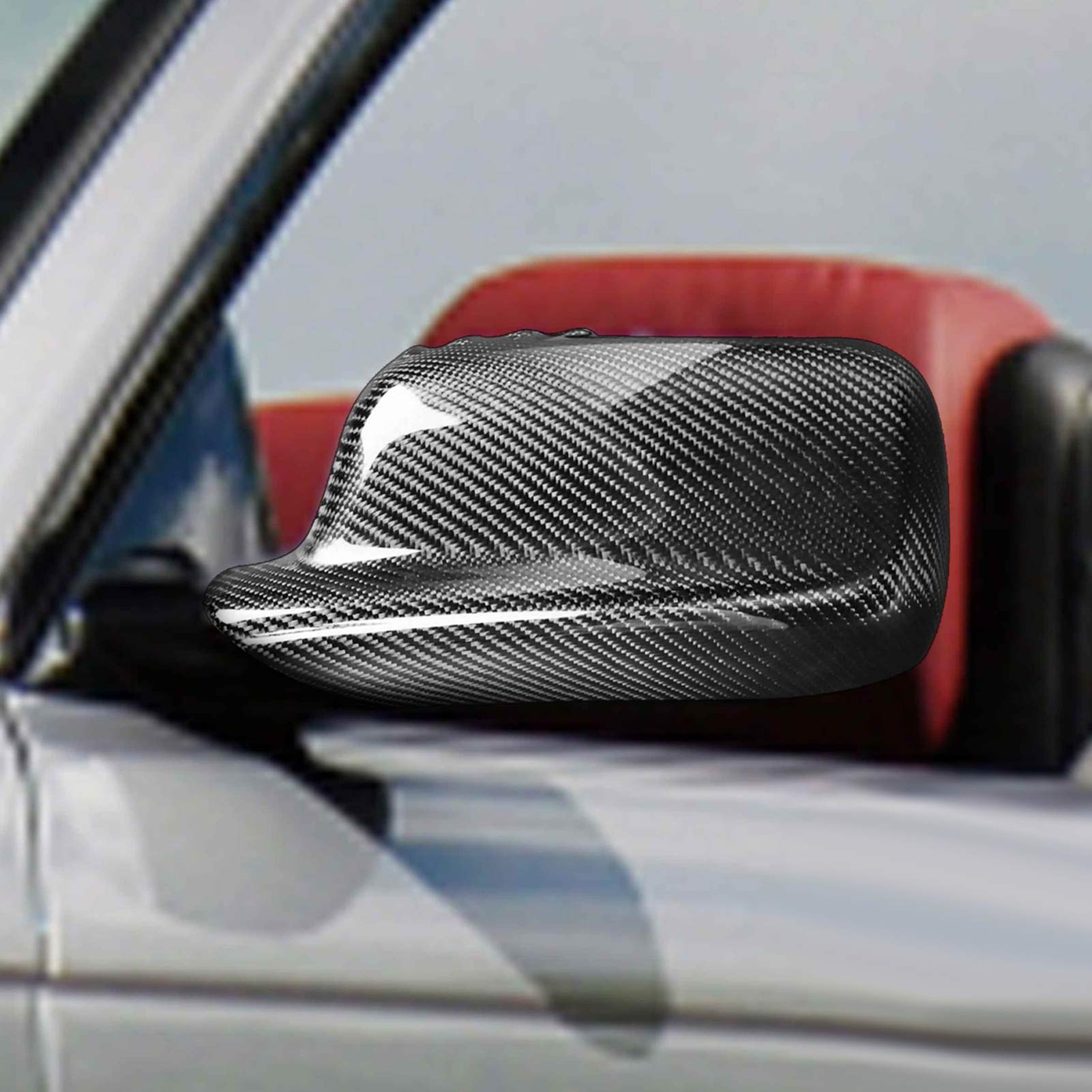Coppia di copri specchietti retrovisori AddOn in fibra di carbonio, adatti per Serie 7 Serie 3 E65 E66 E67 E46 - 7