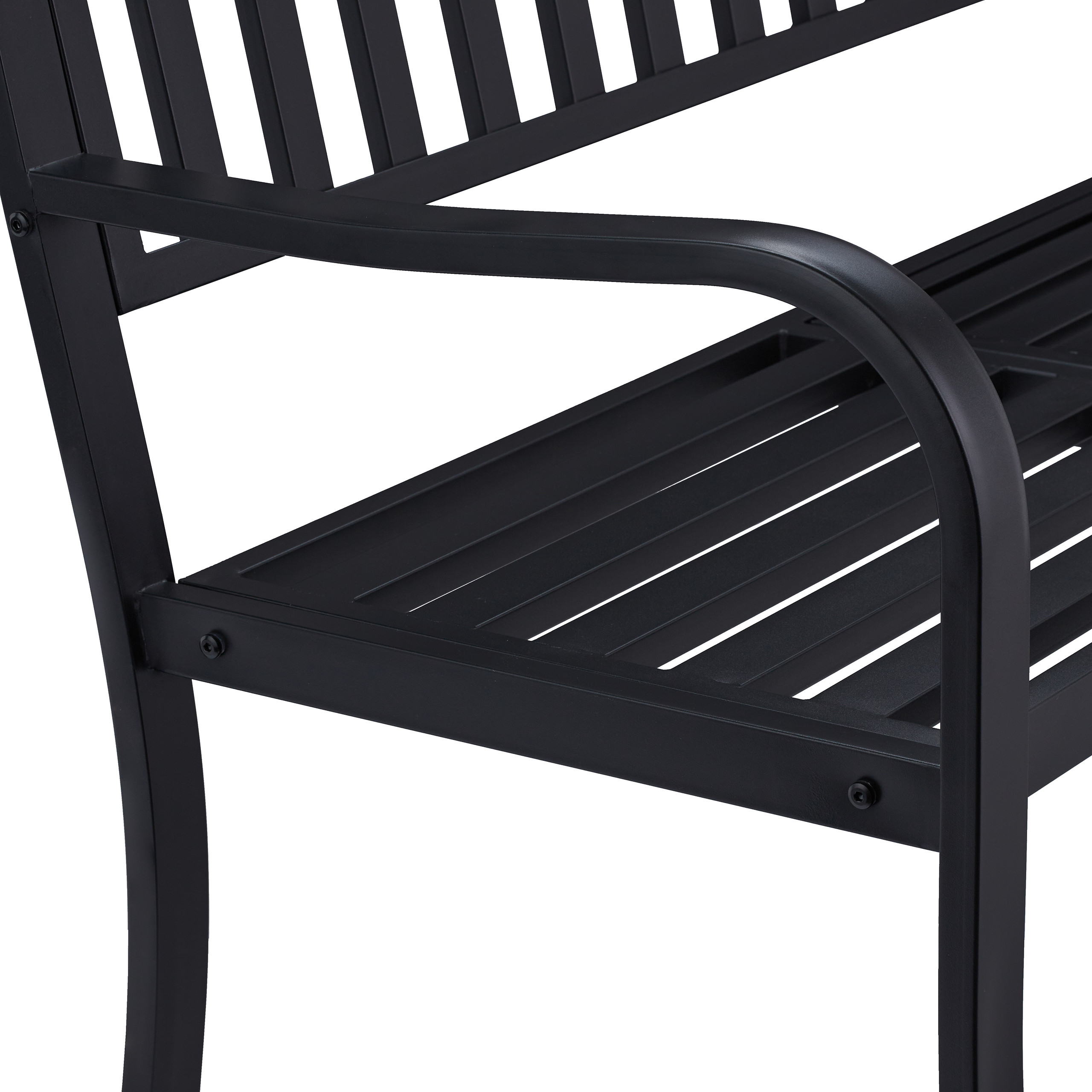 Banc de jardin avec table pliante, 3 places, solide, jardin, métal, balcon, HLP: 89 x 150 x 58,5 cm, noir, Relaxdays - 7