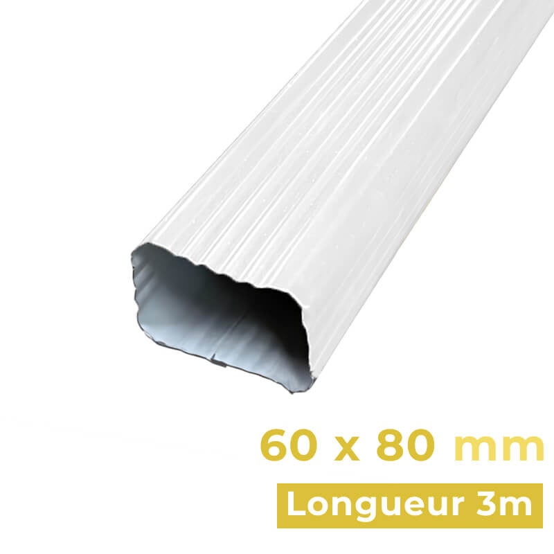 Kit évacuation eaux pluviales aluminium 60×80 mm – boîte à eau + descente 3 m – fixation incluse – maison plain-pied – blanc - 4