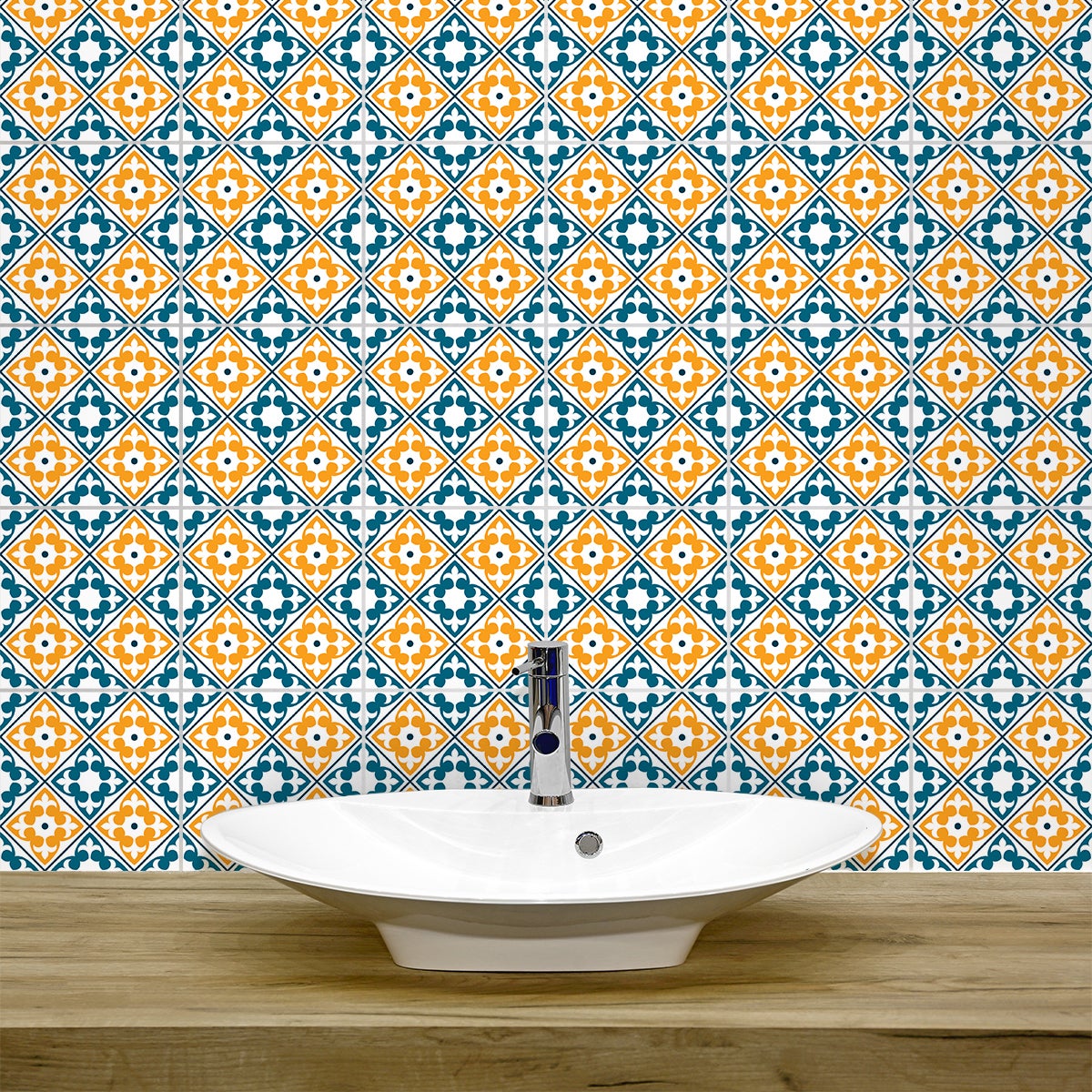 Adesivi Per Alzate Scale Effetto Piastrella Cemento - Set Da 2 Strisce 15x105 Cm - Decorazione Interni - 3
