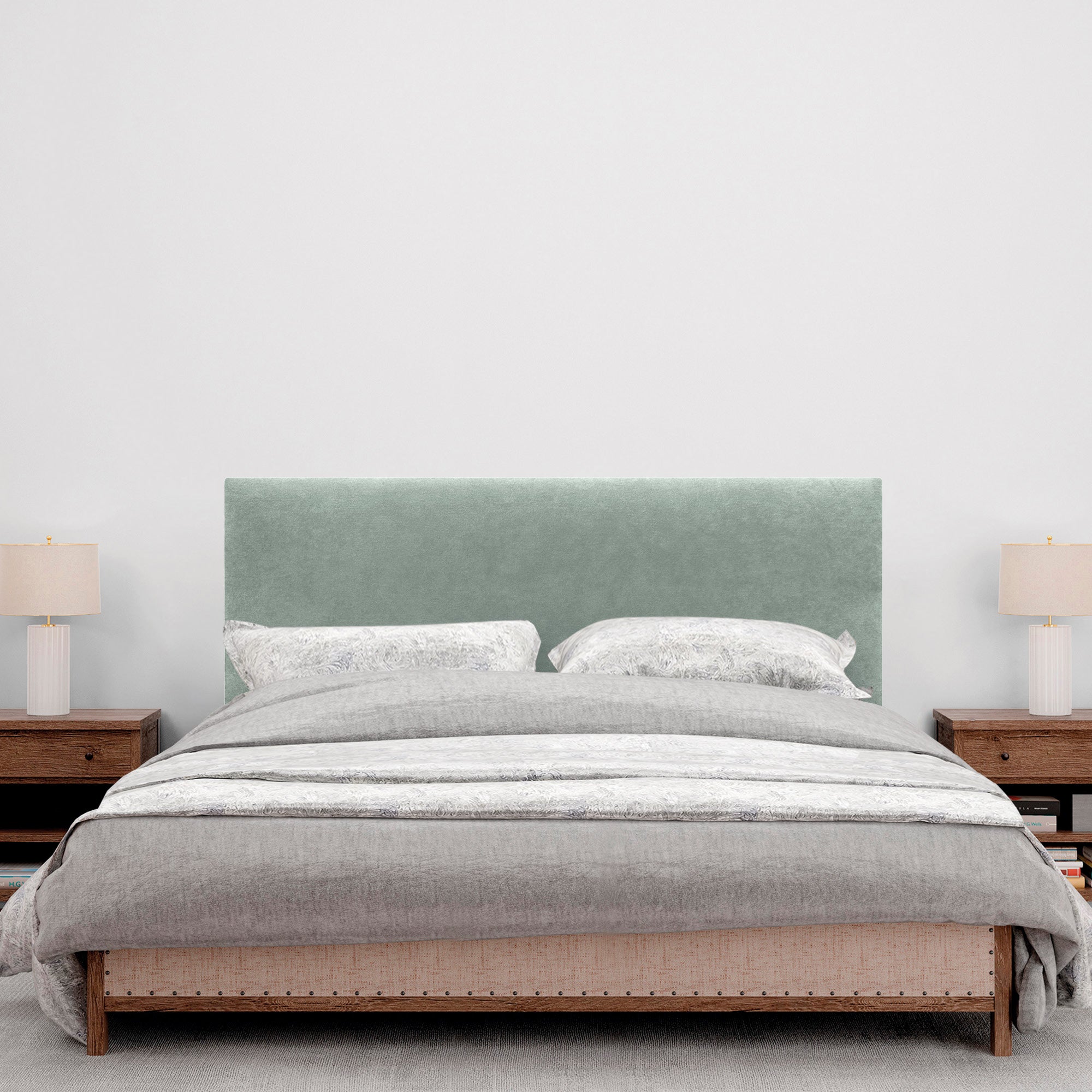 DHOME Cabeceira em Tecido AQUALINE Liso Cabeceira Estofada Cama de Luxo (Tecido Verde Agua, 135cm (Camas 120/135/140)) - 4