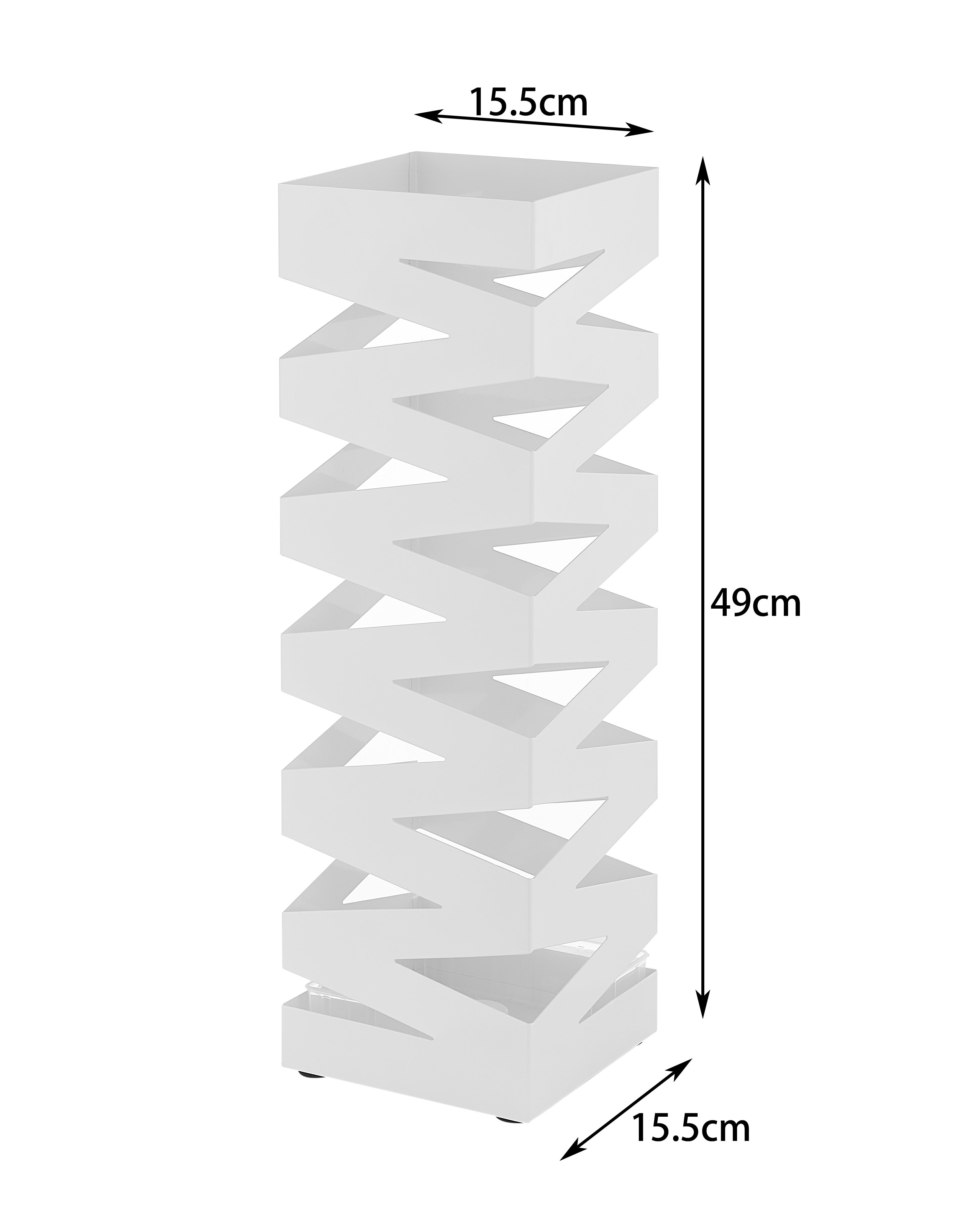 Porte Parapluie en métal avec Bassin d'Eau, Blanc - 5