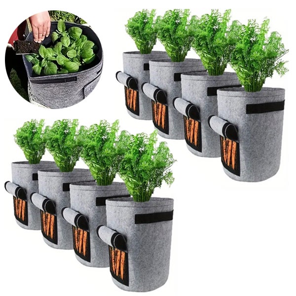 Zestaw 8 doniczek do sadzonek, worki do sadzenia z okienkami podglądowymi, worki do sadzenia, 10 galonów, worki do sadzenia warzyw