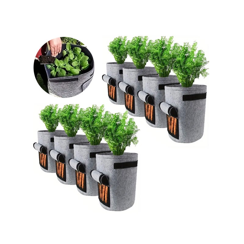 Zestaw 8 doniczek do sadzonek, worki do sadzenia z okienkami podglądowymi, worki do sadzenia, 10 galonów, worki do sadzenia warzyw