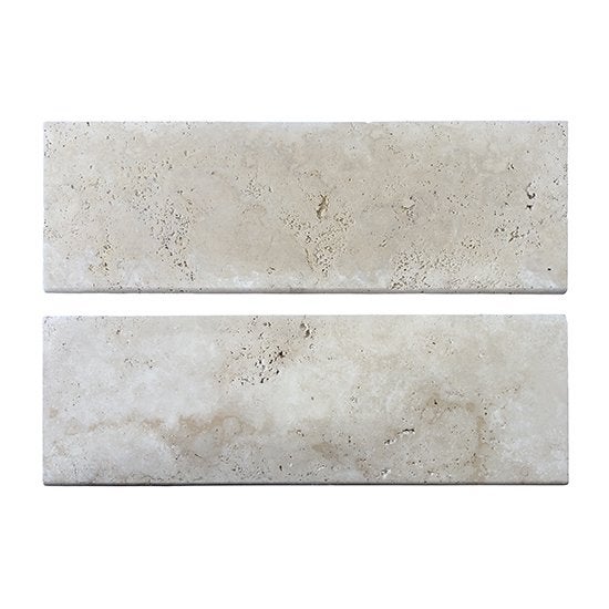 Marche d'escalier en travertin beige Medium Light - Bord Rond - 33 x 100 x 3 cm - pièce - C-NEGOCE - 2