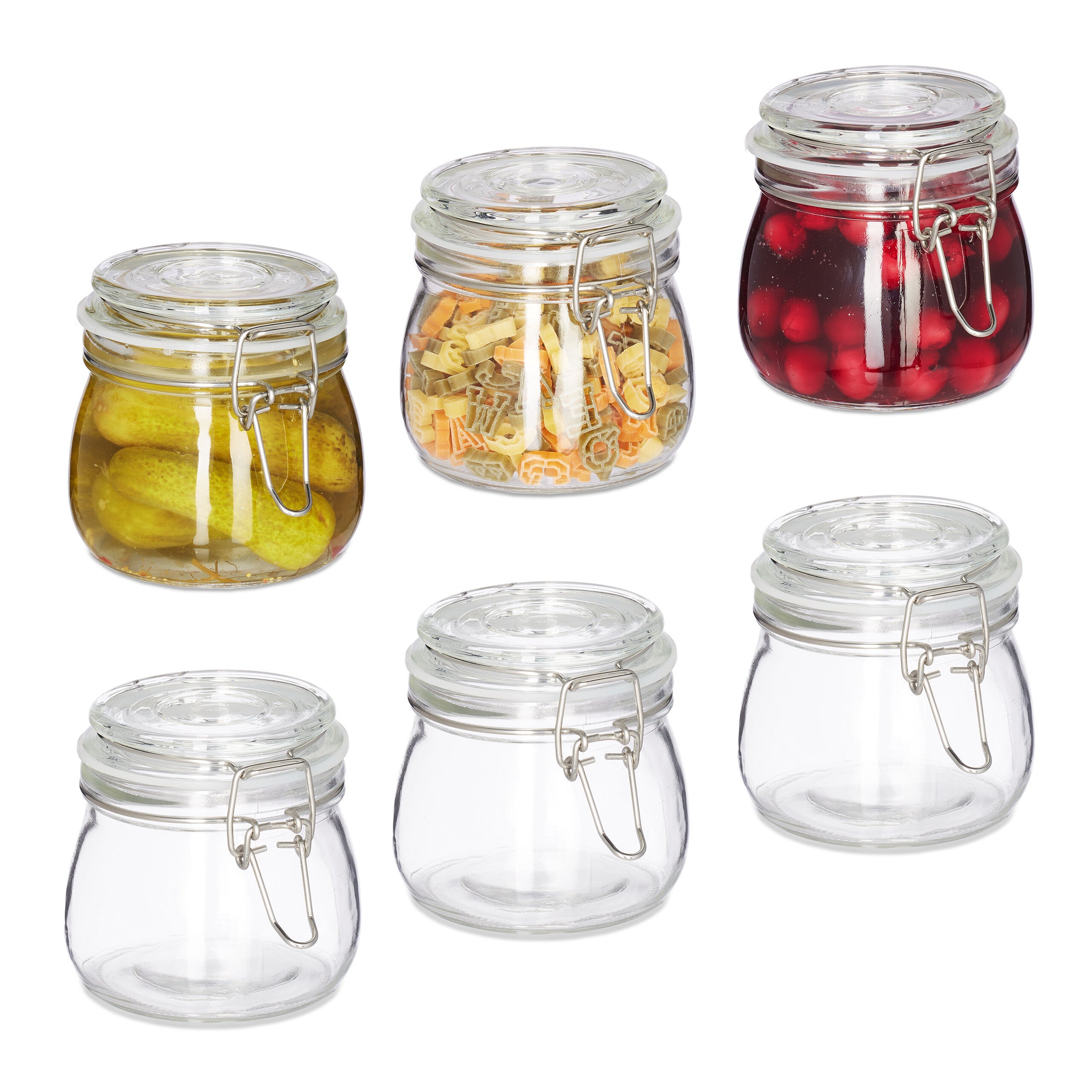 6 Bocaux En Verre Avec Couvercle 500 Ml - Bocaux Mason Hermétiques - Pour Conservation, Fermentation, Déco - Qualité Alimentaire