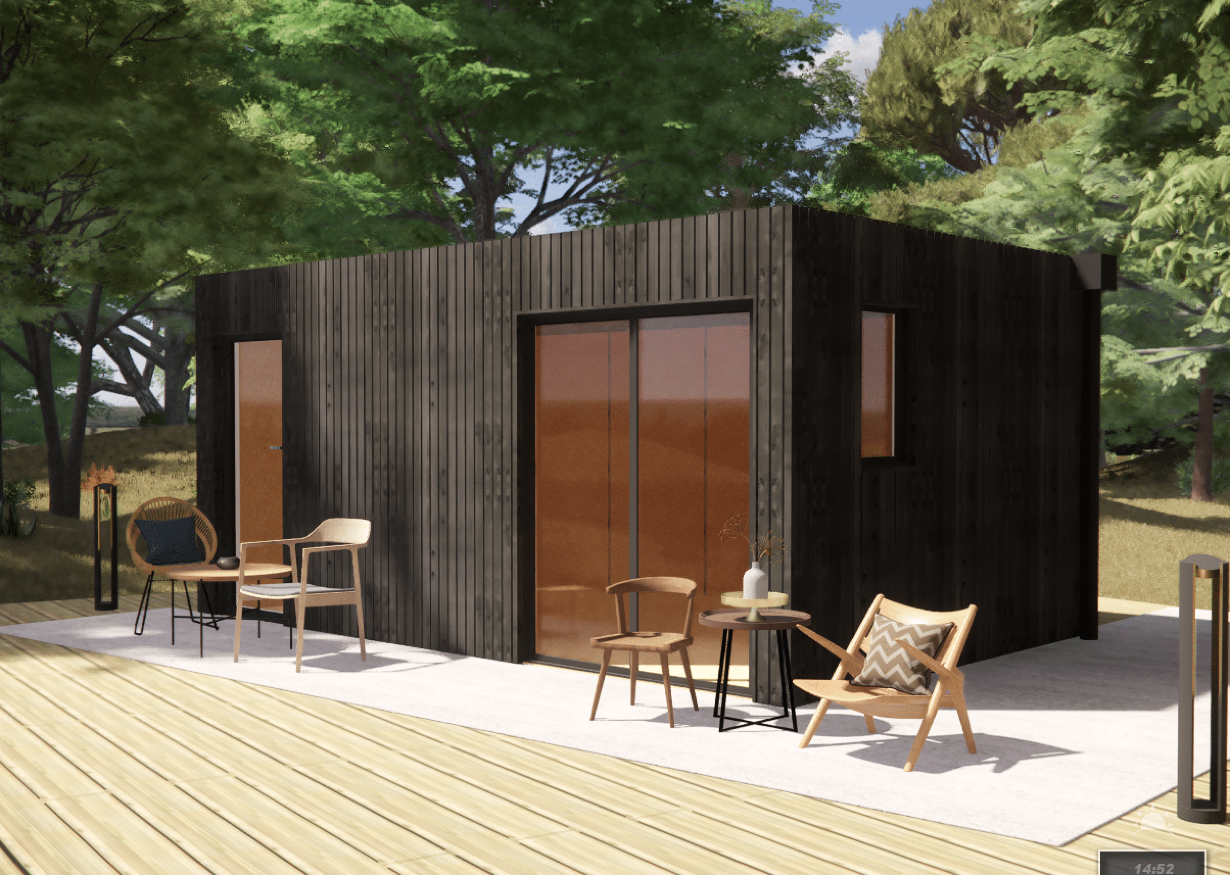 Dépendance de jardin à louer en bois 5,5 x 3,5 x 2,7 m / menuiseries alu k-line - 6