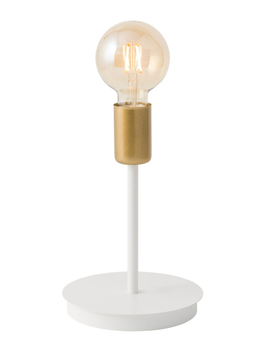 Lampka stołowa dekoracyjna nowoczesna loftowa biało-złota Gino 1xE27 15W Sigma Lighting
