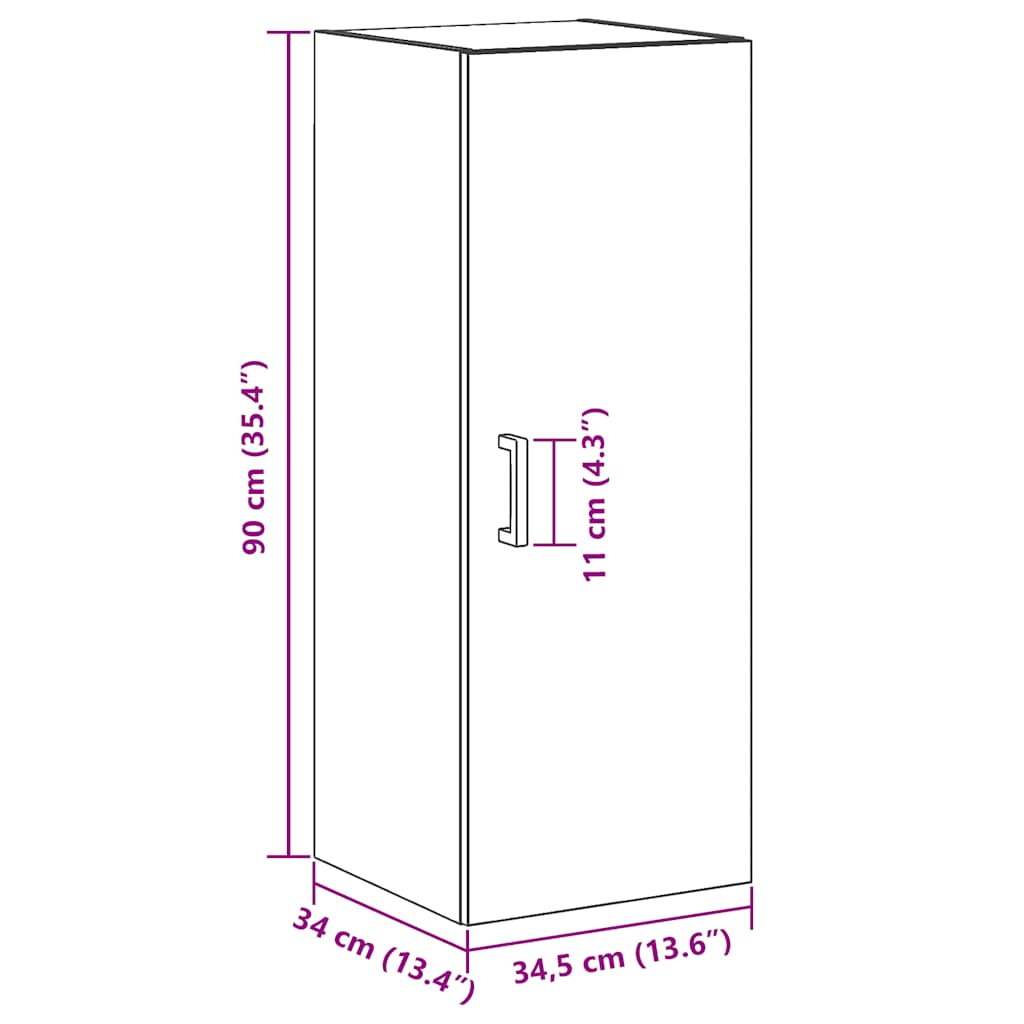 Armoire murale chêne artisanal 34,5x34x90 cm bois d'ingénierie vidaXL - 3