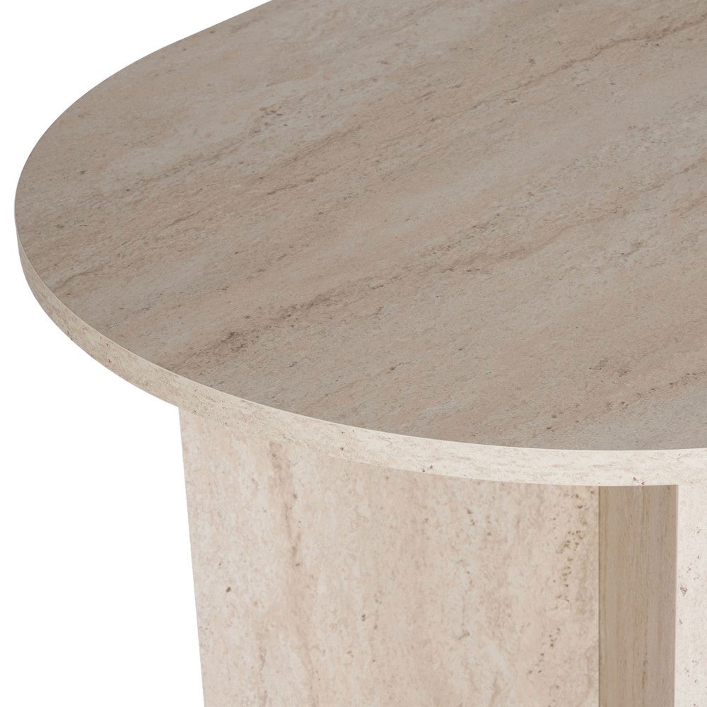 Sam - Table à manger 8 personnes effet travertin - Beige - 7