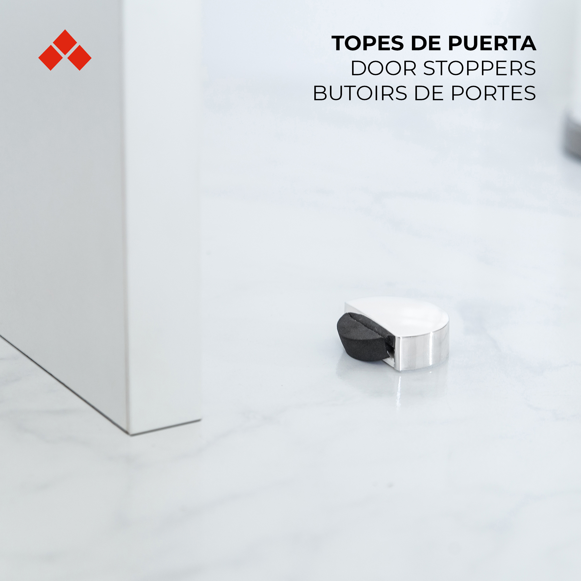 Bloc porte | Style fonctionnel | Protège les murs et les portes contre les impacts | Fabriqué en plastique | Fini chromé brillant | Mesures - 4