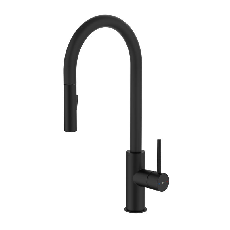 Bateria kuchenna z wyciąganą wylewką czarna ESSEBAGNO Foga