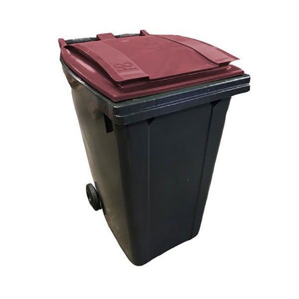 Contenitore per rifiuti da 360 litri con impugnatura frontale - Coperchio rosso - 620 x 850 x 1095 mm - 210006GAGA/BO - 5