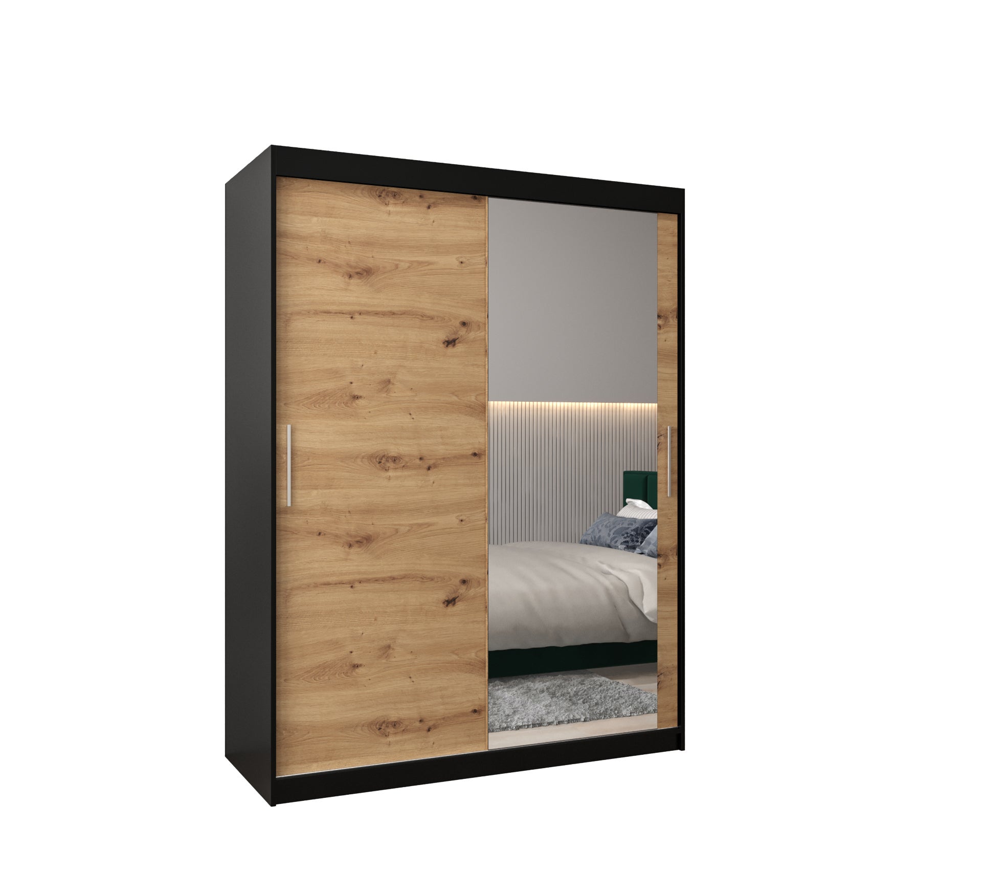 Szafa przesuwna garderoba TOKYO 2 150 x 62 x 200 cm Czarny + Artisan - Abiks Meble