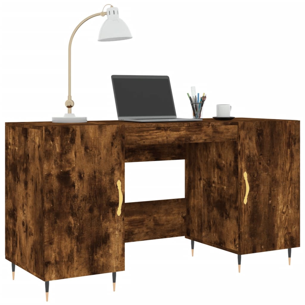 Bureau，Table de travail，Table d'étude chêne fumé 140x50x75 cm bois d'ingénierie CWV67642 - 3