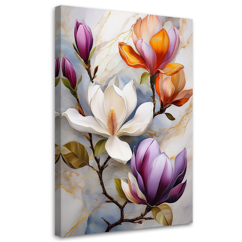 Obraz na płótnie, Magnolia Kwiaty Marmur Kolorowy 60x90