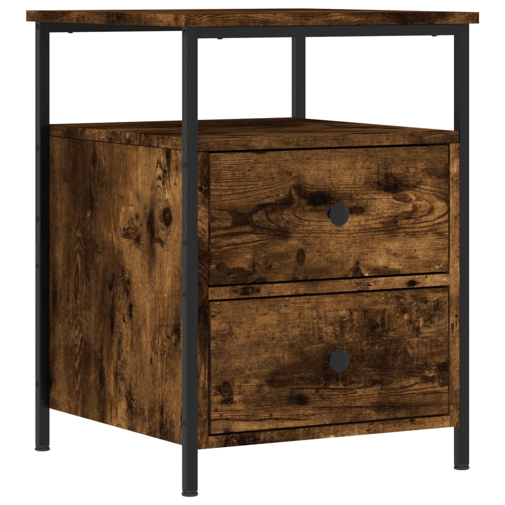 Table de chevet en bois lamellé-collé chêne fumé 44x45x60 cm ...