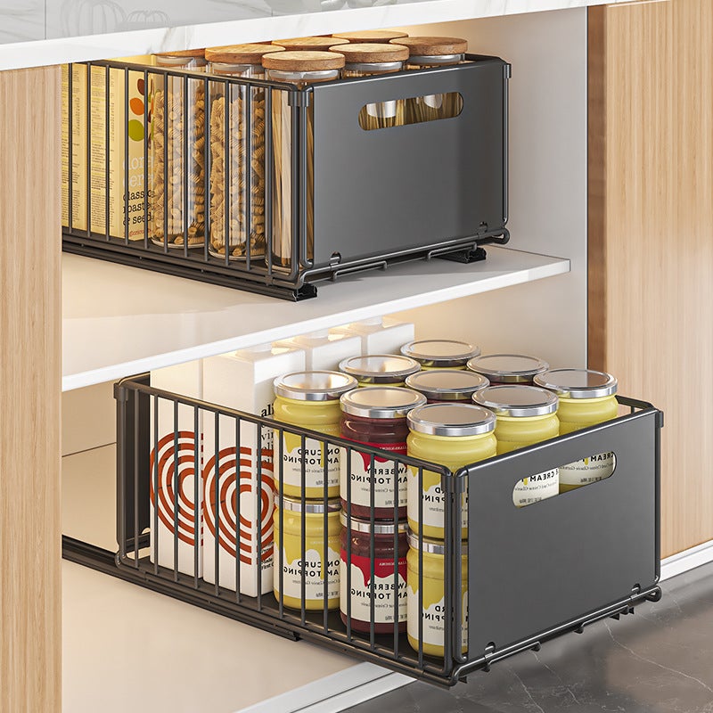 Organiseur de Placard Coulissant, Tiroirs Coulissants pour Placards de Cuisine, Rangement Sous étagère, Tiroirs Coulissants pour Placards de Salle de Bain, Bureau, Blanc