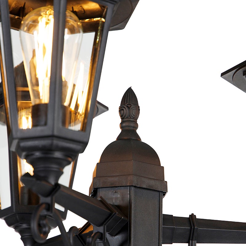 Qazqa classic-antique lanterne extérieure pour jardin - New Haven - noir, max. 15w, e27, 216.5cm, IP44, à 3 lumières - 5