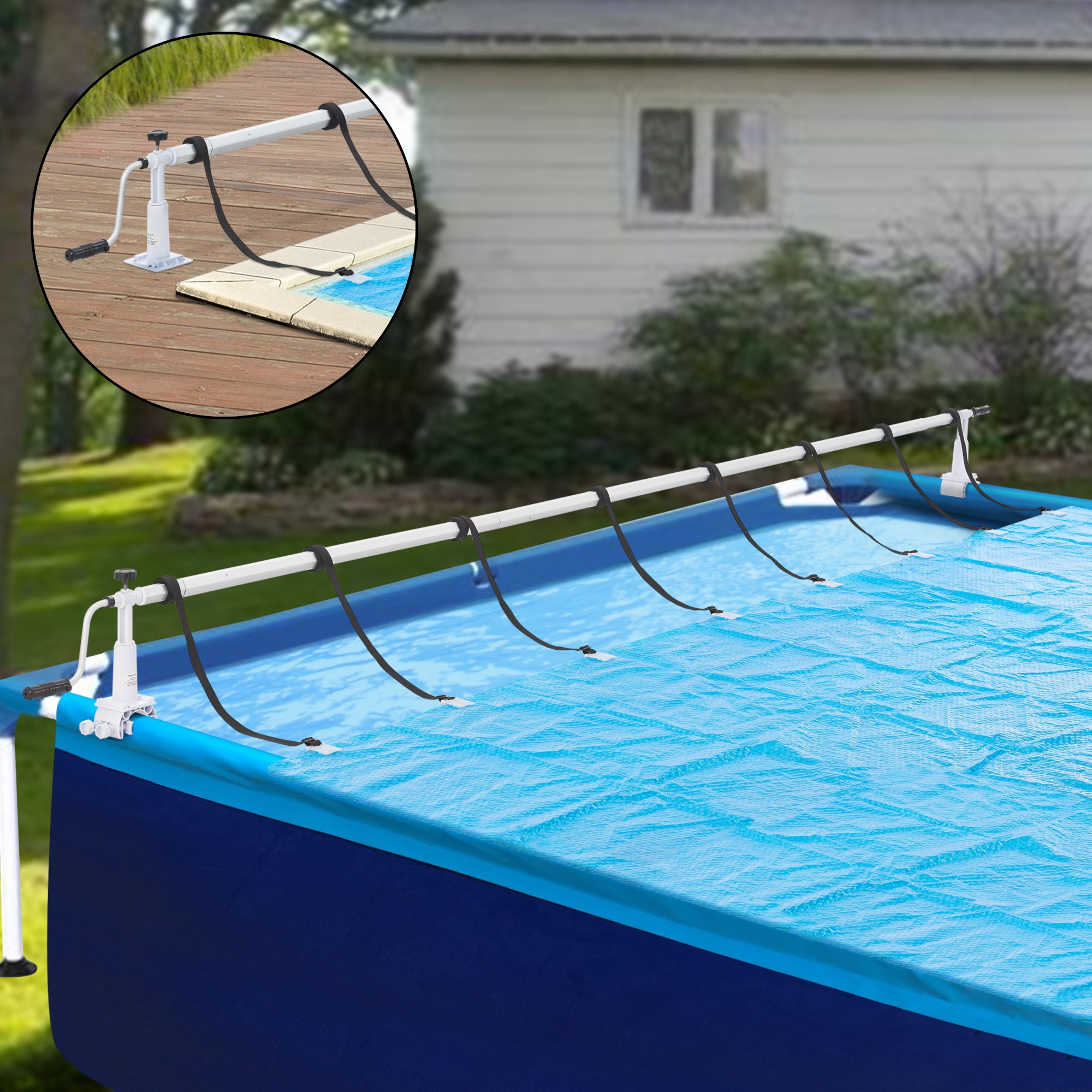Enrouleur Bâche Piscine Télescopique - Aluminium - Largeur 400cm
