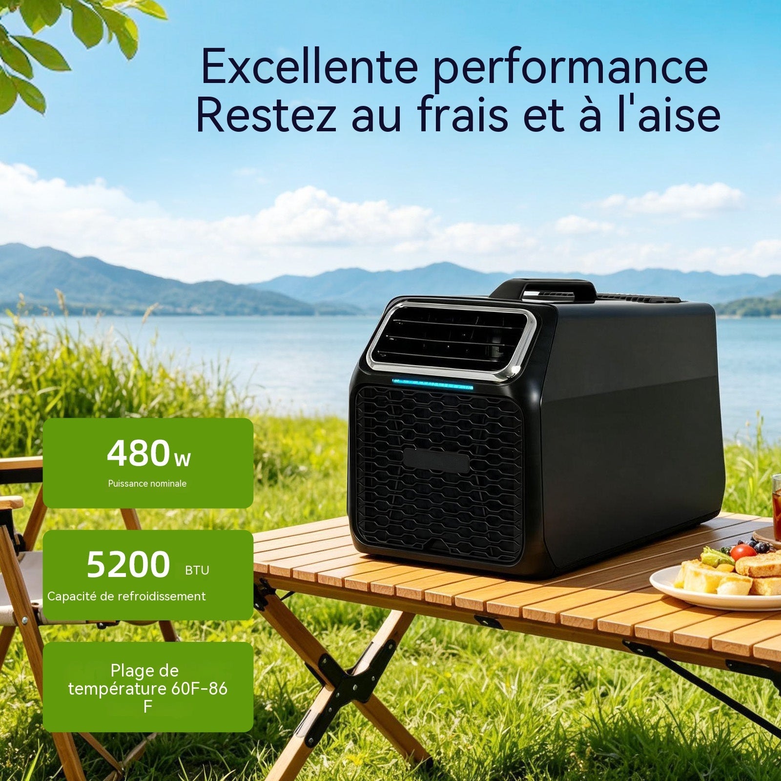 Climatiseur portable Space Cool-C06 2500 BTU 3 en 1 refroidissement déshumidification ventilation PP noir R290 télécommande 45dB 54.3x31.5x36.3cm - 2