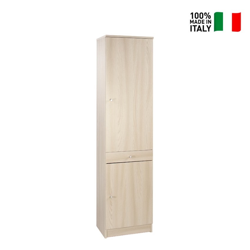 Armoire colonne meuble polyvalent 2 portes tiroirs 3 étagères Half - 2