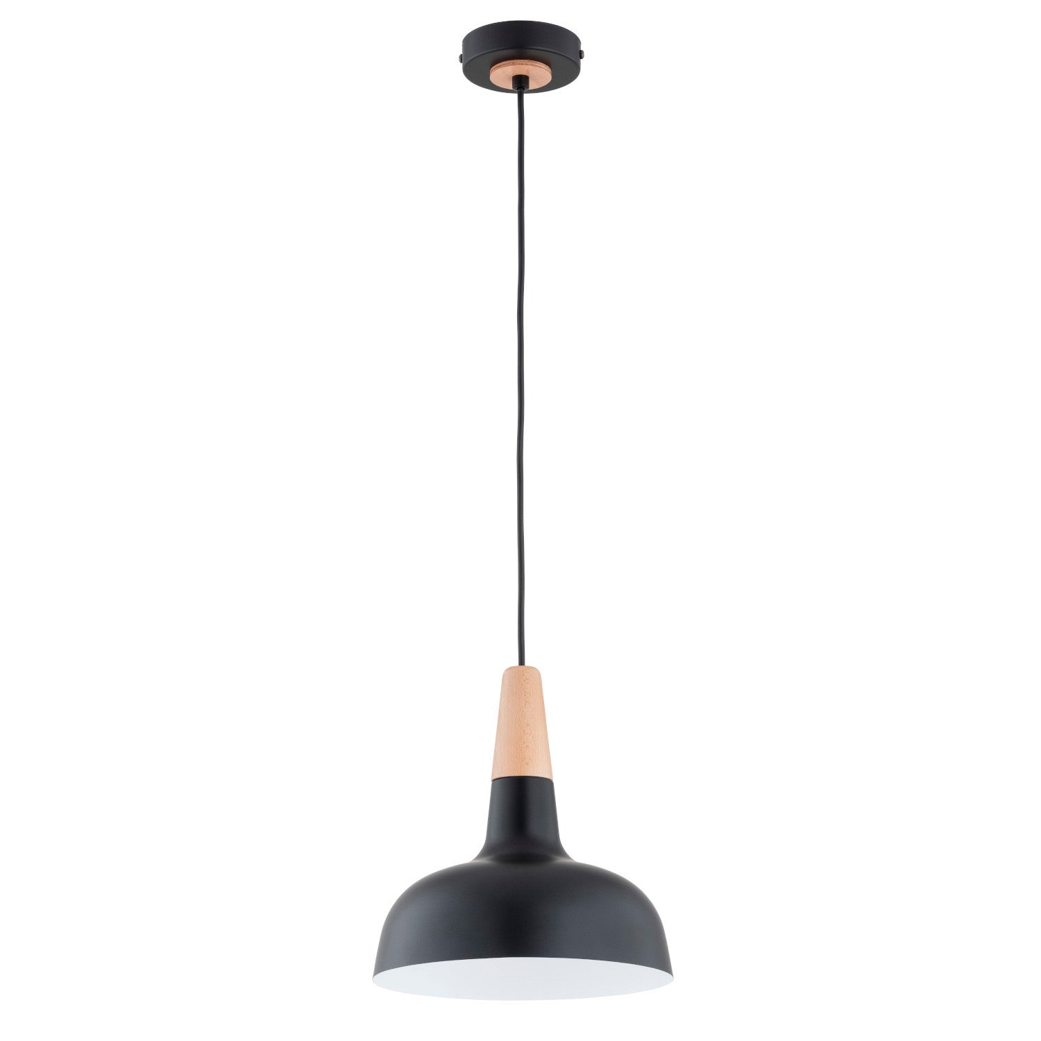 Lampa wisząca Rodos czarna-jasne drewno-złota 1xE27x15W do kuchni wym: 90 x 23 x 23 cm metal Alfa