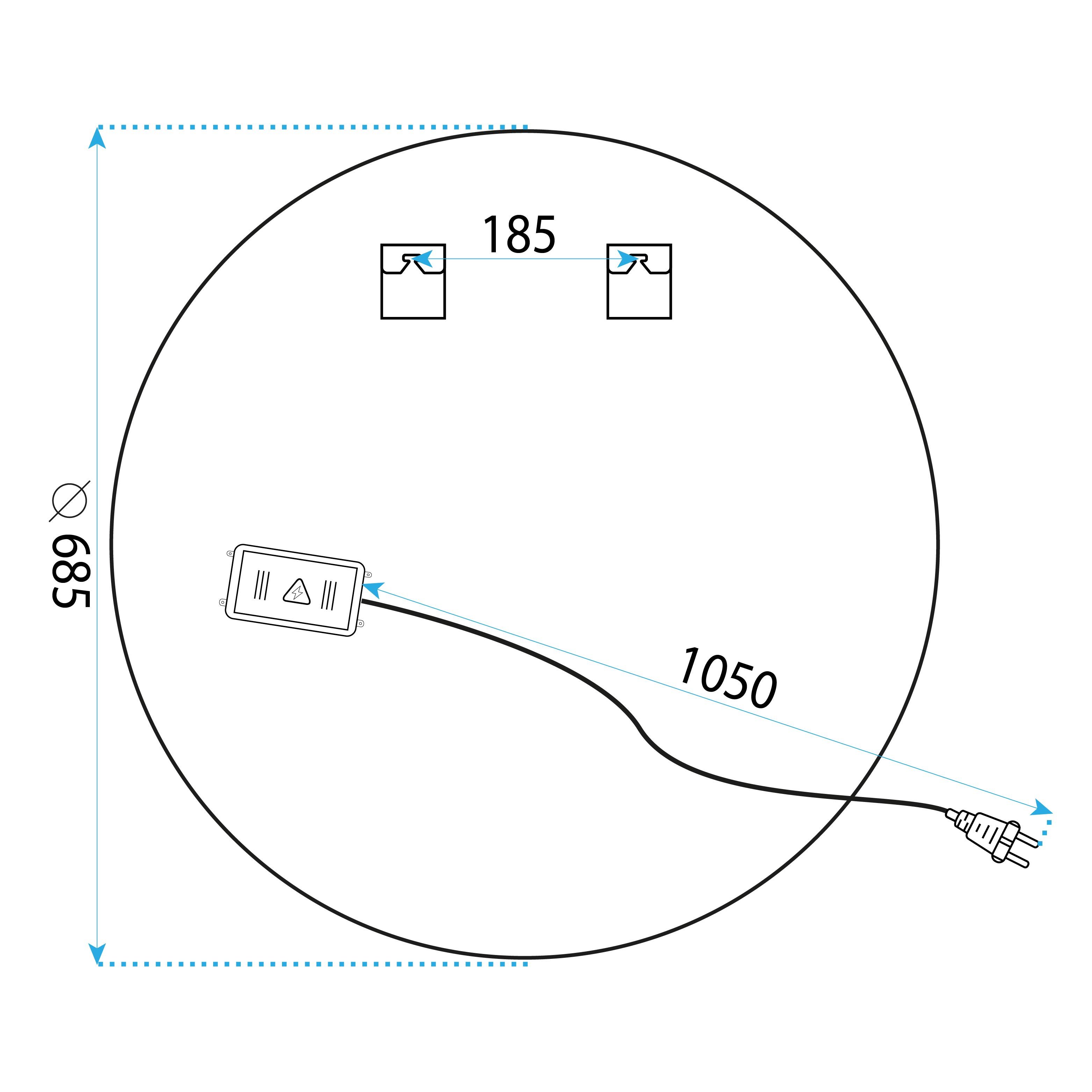 Lustro ścienne LED 70cm BAS - 9