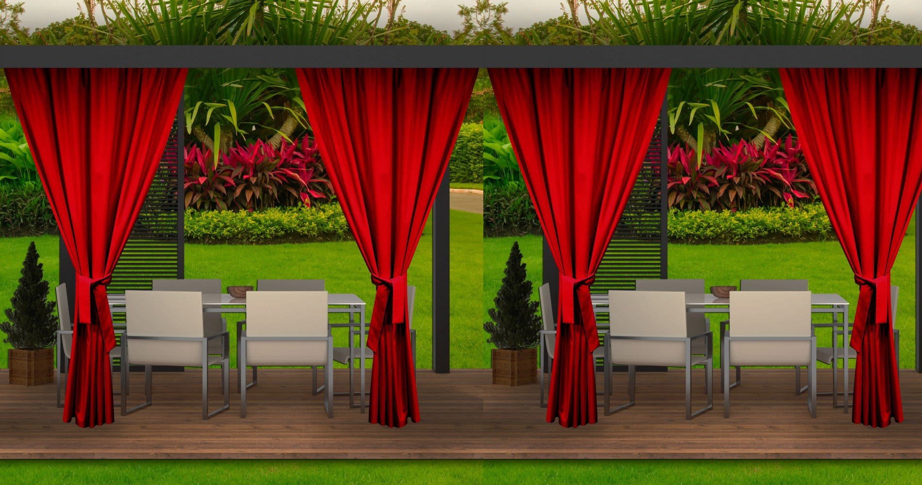 Cortinas de exterior 4x 155x200cm, cortina de pérgola impermeable, cortinas de exterior rojo, cortina de exterior para terraza, cortina para balcón
