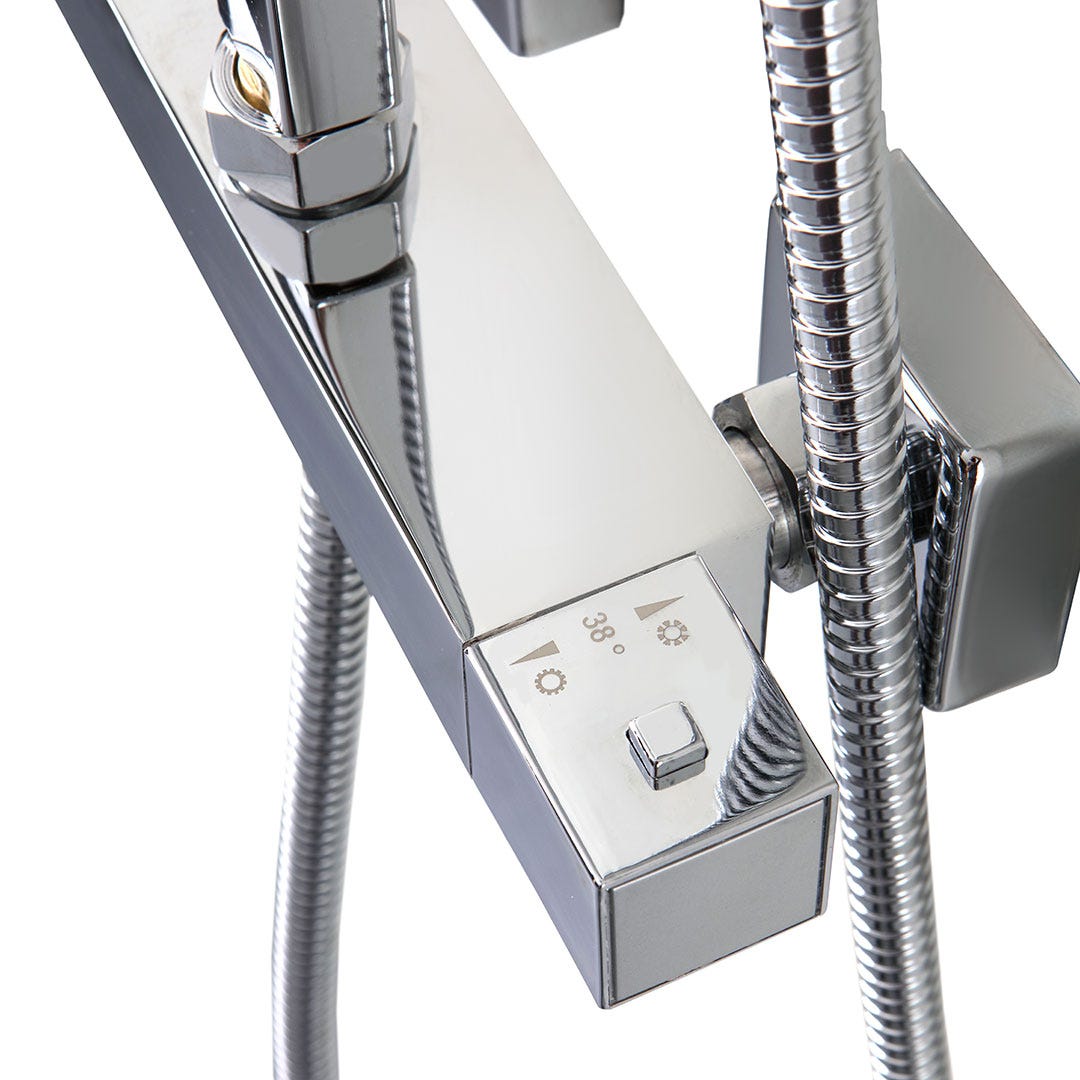 Columna de ducha termostática cuadrada acabado cromo - 6