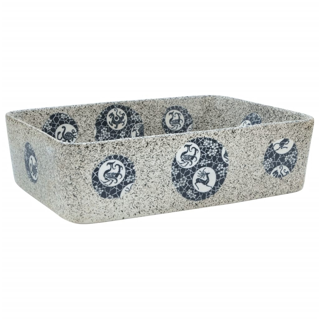 Lavabo Da Appoggio TIMBRE 60 - Rettangolare In Terrazzo, Grigio, 60cm, Senza Troppopieno