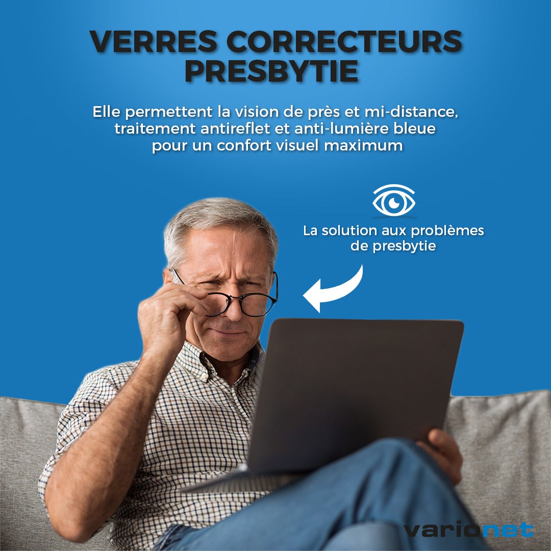 Lunettes Adaptée à votre vue (presbytie)+1,00 Anti Lumière Bleu - Vision et Protection pour Presbytie - Dioptrie + 1,0 - Normées CE - 2
